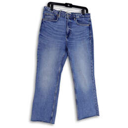 Womens Blue Denim Medium Wash Stretch Pockets Straight Leg Jeans Size 10