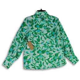 NWT Womens Green Pointed Collar Long Sleeve Button-Up Shirt Size Medium alternative image