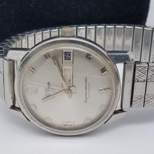 Vintage Le Gran Superautomatic Day-Date Stainless Steel Watch image number 2
