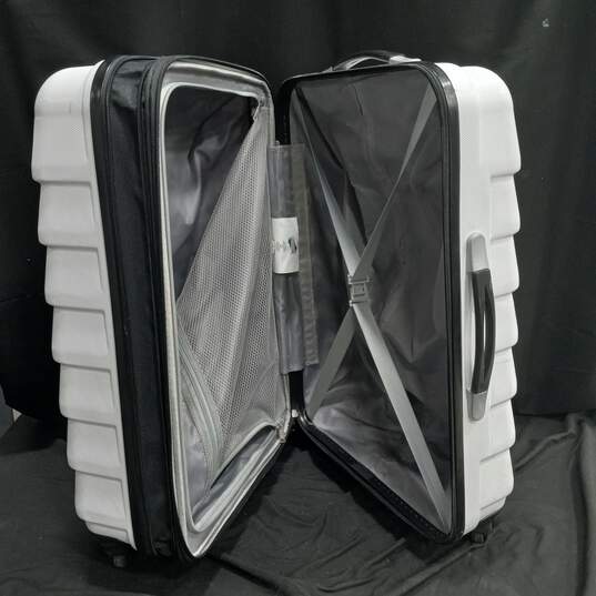 American Tourister Hard Shell White & Black Carry-On Rolling Luggage image number 4
