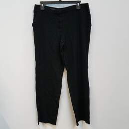 Womens Black Slash Pockets Flat Front Straight Leg Dress Pants Size 40