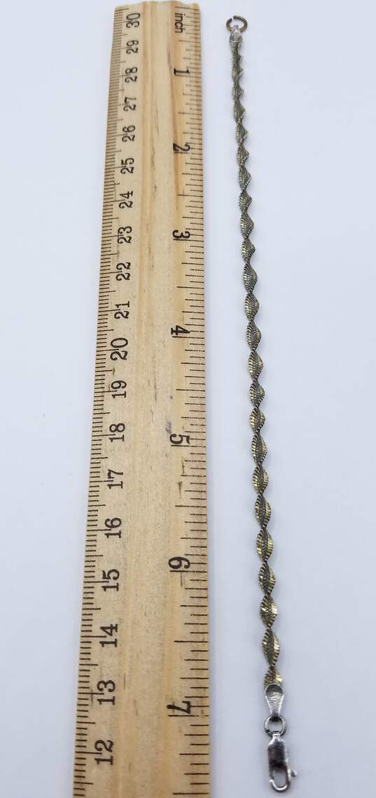 925 Sterling Silver Spiral Chain Bracelet 7.5in LB891 image number 2