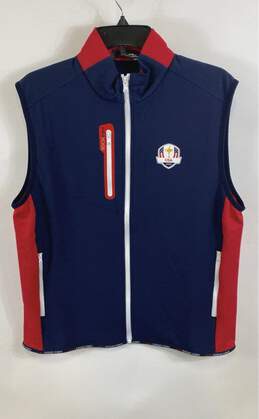 NWT Polo Ralph Lauren Mens Blue Red Sleeveless Full-Zip Golf Vest Size Medium