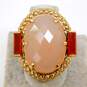 NB Nicky Butler Brass Faceted Pink Chalcedony & Carnelian Granulated Oval Chunky Ring 14.6g image number 2