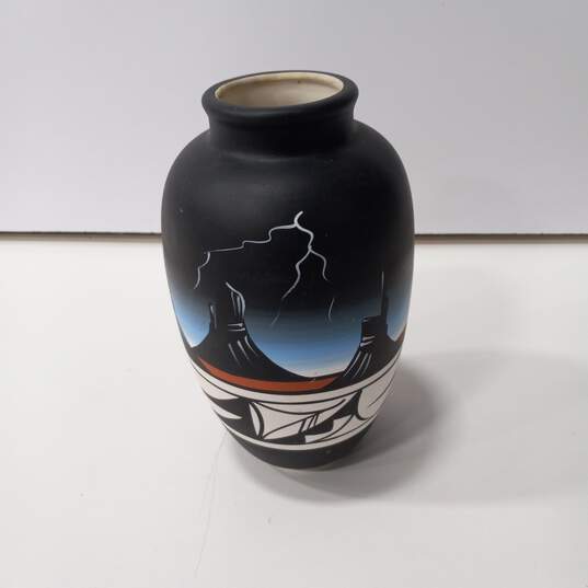 Native American Themed Pottery Vase image number 2
