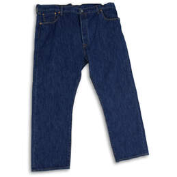 Mens Blue Denim Dark Wash Pockets Straight Leg Jeans Size 44W 30L