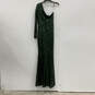 NWT Womens Green Sequin One Shoulder Back Zip Evening Maxi Dress Size L image number 1