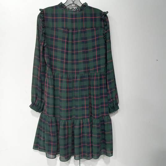 J. Crew Plaid Pattern Long Sleeve Tiered Midi Dress Size Small image number 2