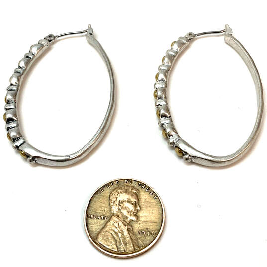 Designer Lucky Brand Two-Tone Gold Studded Fashionable Hoop Earrings image number 4