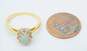 14K Yellow Gold Oval Opal 0.30 CTTW Diamond Halo Ring 2.3g image number 5