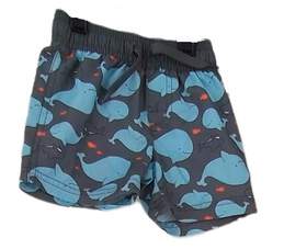 Baby Blue Fish Print Elastic Waist Swim Trunks Shorts Size 6-9 Months