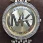 Michael Kors 39mm Gold Tone Crystal Bezel Unisex Quartz Watch In Box DAMAGED image number 1