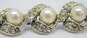 Vintage Bogoff Silver Tone Icy Rhinestone Faux Pearl Costume Bracelet 28.3g image number 4