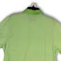 Mens Green Striped Spread Collar Short Sleeve Button Front Polo Shirt Sz L image number 4