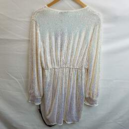 Pretty Little Thing Women's Silver Sequin Long Sleeve Plunge Wrap Dress Size 8 alternative image