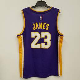 Mens Purple Yellow Los Angeles Lakers LeBron James #23 NBA Jersey Size 50 alternative image
