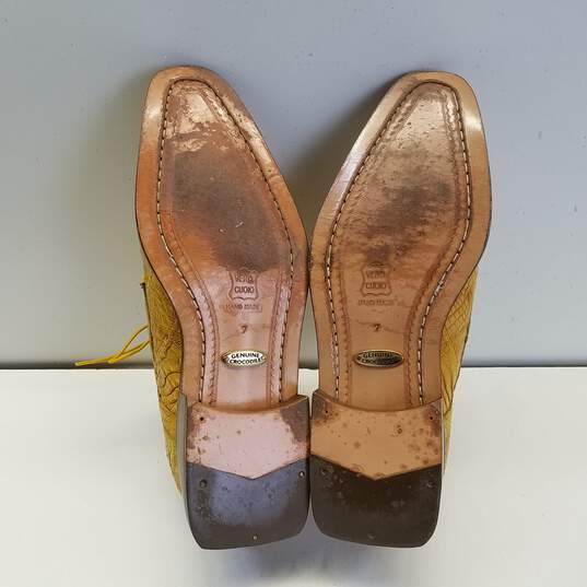Belvedere Yellow Genuine Crocodile Leather Dress Oxford Shoes Men's Size 7 M image number 5