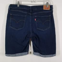 Womens 5 Pocket Design Dark Wash Cuffed Denim Bermuda Shorts Size 32 alternative image