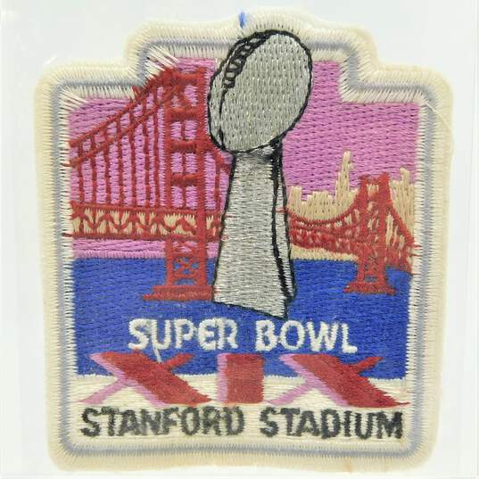 1985 Super Bowl XIX Patch 49ers/Dolphins image number 1
