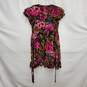 Betsey Johnson WM's 100% Silk Charmeuse Midnight Rose Ruffle Bottom Dress Size L image number 1
