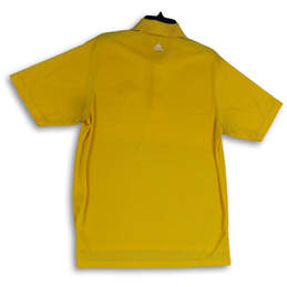 Mens Yellow Collared Button Front Short Sleeve Casual Polo Shirt Size M alternative image