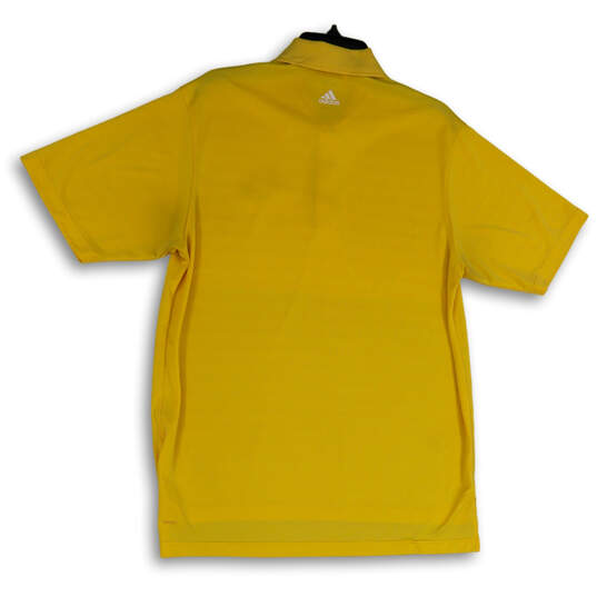 Mens Yellow Collared Button Front Short Sleeve Casual Polo Shirt Size M image number 2