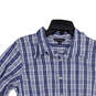 Womens Blue White Plaid Spread Collar Long Sleeve Shirt Dress Size 8 image number 3