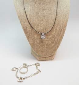 Avon Sterling Silver CZ Pendant Necklace & Heart Jewelry 19.9g