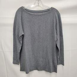 Eileen Fisher WM's 100% Organic Cotton Stripe Gray Crewneck Blouse Size M