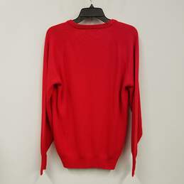 Womens Red Long Sleeve V-Neck Tight Knit Pullover Sweater Size Medium alternative image