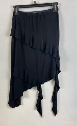NWT Kenko Womens Black Ruffle Elastic Waist Pull-On Asymmetric Skirt Size S