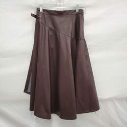 NWT Rebecca Taylor WM's Virgin Leather Brown Wrap Skirt Size 0 alternative image
