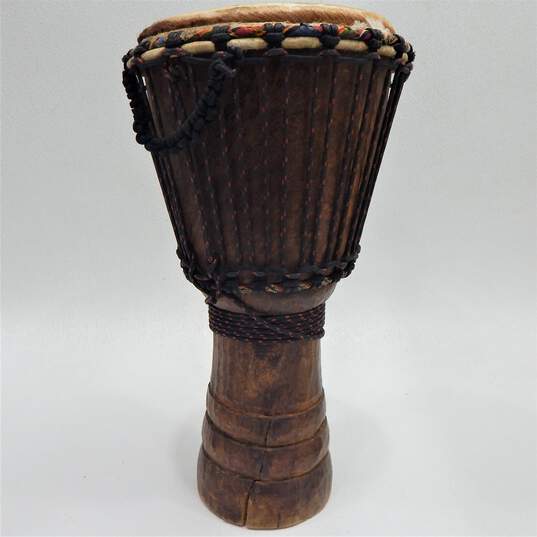 Unbranded Pair of Wooden Rope-Tuned Djembe Drums (Set of 2) image number 2