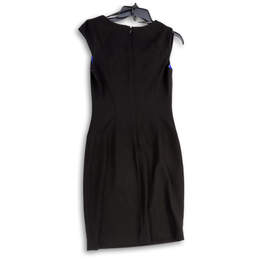 NWT Women Black Blue Sleeveless V-Neck Zip Knee Length Sheath Dress Size 0 alternative image