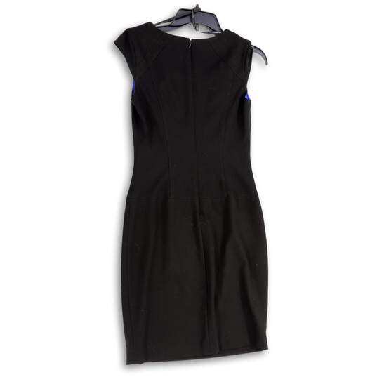 NWT Women Black Blue Sleeveless V-Neck Zip Knee Length Sheath Dress Size 0 image number 2