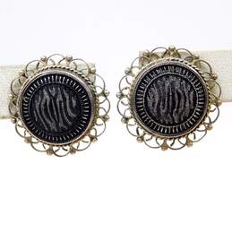 Vintage Taxco Mexico 925 Modernist Ripple Textured Coiled & Scalloped Circle Screw Back Earrings 11.3g alternative image