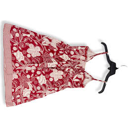 Womens Red White Floral Spaghetti Straps V-Neck Button Mini Dress Size XS alternative image