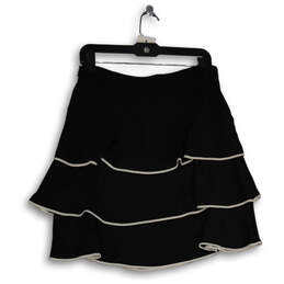 NWT Womens Black Ruffle Tiered Side Zip Short A-Line Skirt Size 8 alternative image