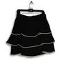 NWT Womens Black Ruffle Tiered Side Zip Short A-Line Skirt Size 8 image number 2