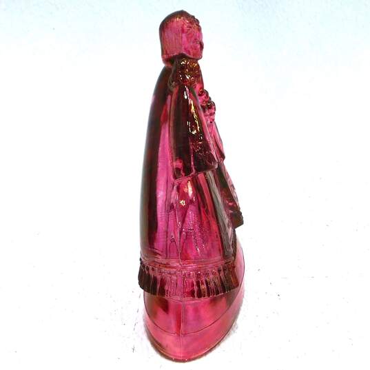 VNTG Art Glass Home Decor Bohemian Czech Ruby Cruet Cranberry Glass Etched Vase image number 8