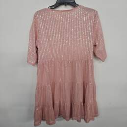 Pink Sequin Tiered Flowy Night Out Cocktail Dress alternative image