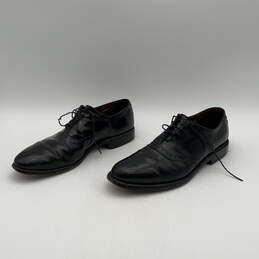 Mens Black Leather Almond Toe Lace-Up Oxford Dress Shoes Size 10.5 B