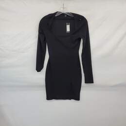 Pretty Little Thing Black Ribbed Knit Side Slit Bodycon Dress WM Size 2 NWT