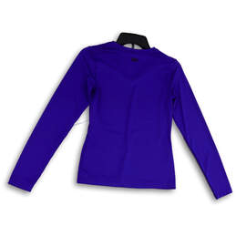 Womens Blue V-Neck Long Sleeve Pullover Activewear T-Shirt Size Large alternative image
