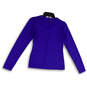 Womens Blue V-Neck Long Sleeve Pullover Activewear T-Shirt Size Large image number 2
