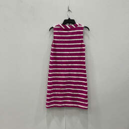 Womens Pink White Striped Sleeveless Split Neck Pullover Mini Dress Size S alternative image