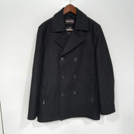 Michael Kors Men's Black Wool Pea Coat Size S image number 1