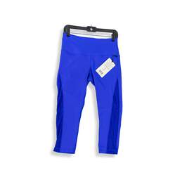 NWT Womens Blue Elastic Waist Activewear Compression Leggings Size Medium