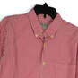 Mens Pink White Striped Long Sleeve Collared Button-Up Shirt Size Large image number 3