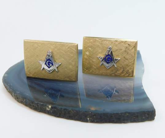 VNTG Gold Tone Masonic Cuff Links & Tie Clips 24.9g image number 4